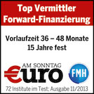 Top-Vermittler Forward-Finanzierung 15 Jahre